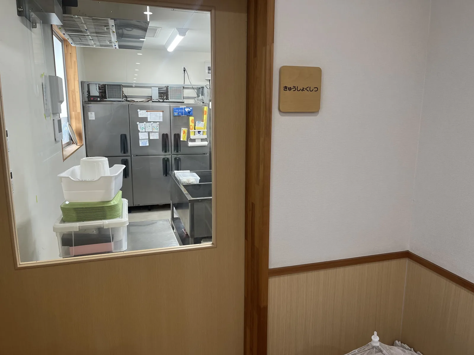 衛生管理された園内の給食室